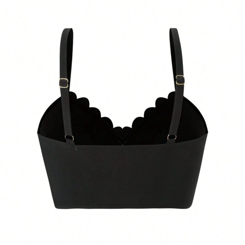 SHEIN Black Scalloped Plus Swim Top - Picture 2 of 3